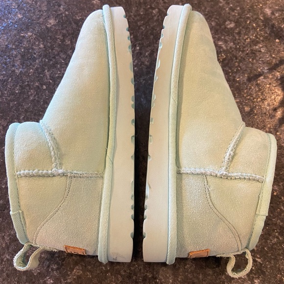 EUC UGG Sky Blue Ultra Mini Suede Boots - Picture 4 of 9